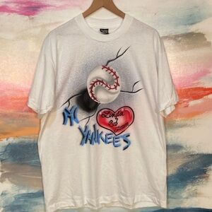 🔥VINTAGE🔥NY Yankees Made In USA Air Brushed Single Stitch Cotton Blend T-shirt
